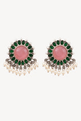 Champa Studs (Pink & Green)