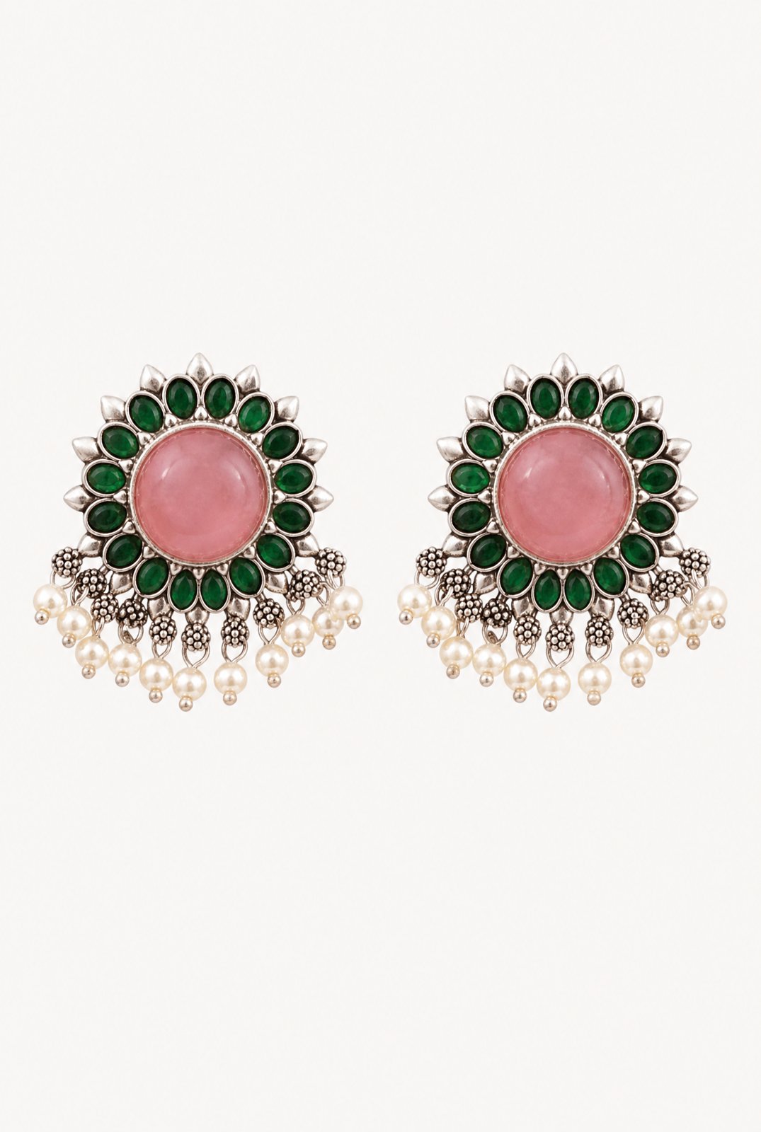 Champa Studs (Pink & Green)