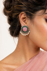 Champa Studs (Pink & Green)