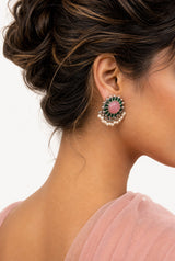 Champa Studs (Pink & Green)
