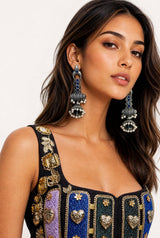 Neelam Oxidized Earring